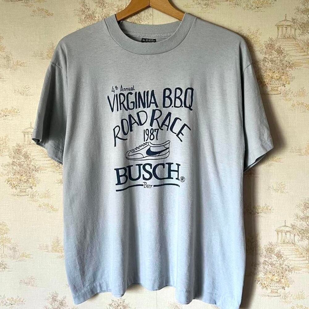 1987 Virginia Bbq Road Race T-Shirt | Busch Beer & Nike Graphic | Size Xl